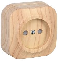 Розетка без заземления накладная IEK Glory РСш20-2-ХС 1-м. шторки сосна картинка